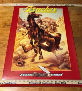 lot 1004 image: Poster Remington The Tracker Bullet Knife, Remington Dupont 1989