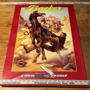 lot 1006 image: Poster Remington The Tracker Bullet Knife, Remington Dupont 1989