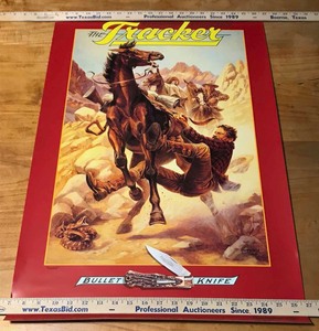 lot 1009 image: Poster Remington The Tracker Bullet Knife, Remington Dupont 1989