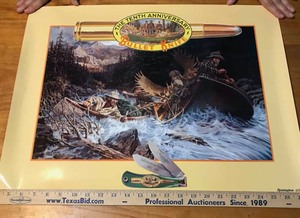 lot 1010 image: Poster Remington 10th Anniversary Bullet Knife 1982