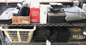 lot 40 image: Asst.Computer Items Monitor, Key Boards, Disc Cases, Speakers, Cords, Etc.