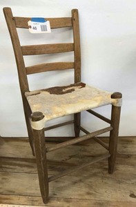 lot 46 image: Ladder back, rawhide seat, cabin chair