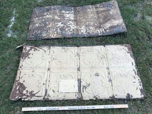 lot 57 image: Antique architectural embossed tin (2)