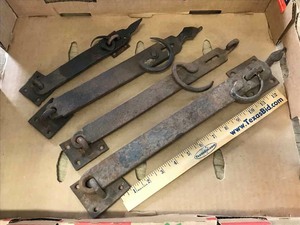 lot 67 image: (4) hand wrought iron Latches
