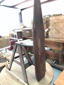 lot 85 image: Primitive Jefferson bachelors chair (convertible to ironing board, stepstool, chair)
