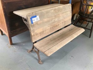 lot 88 image: Primitive antique double seat school desk (The Fashion Sidney Ohio)