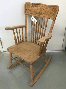 lot 90 image: Pressed back rocker (Stripped)