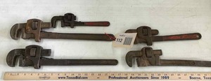 lot 112 image: Pipe Wrenches, vintage (5) Stilson, Trimont, Penens, Spain, Unknown