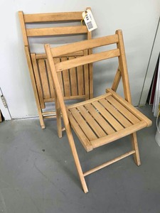 lot 144 image: (2) Wood folding chairs