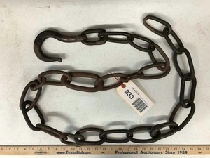 lot 233 image: Hand Wrought Hook with Chain Segment