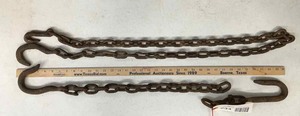 lot 234 image: (3) hand wrought hooks with segments of chain