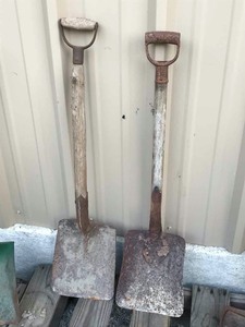 lot 288 image: (2) Antique D-Handled Shovels (1 Bolton-Johnson)