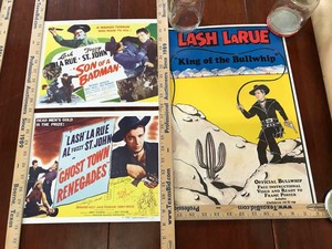 lot 242 image: (3) Reproduction Lobby Cards Lash LaRue