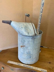 lot 502 image: Antique Galvanized Bucket with Spout and bail