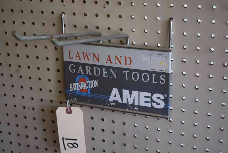 lot 18 image: Tin Sign Lawn & Garden Tools