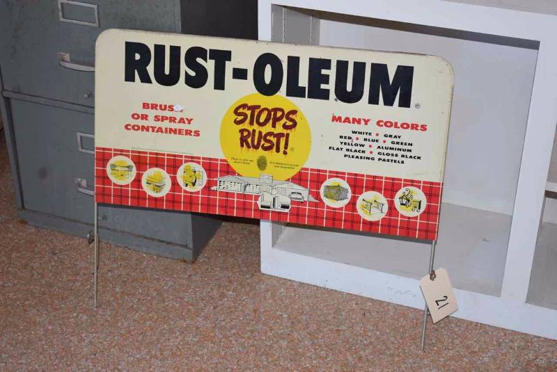lot 21 image: Vintage Tin Sign Rust-Oleum