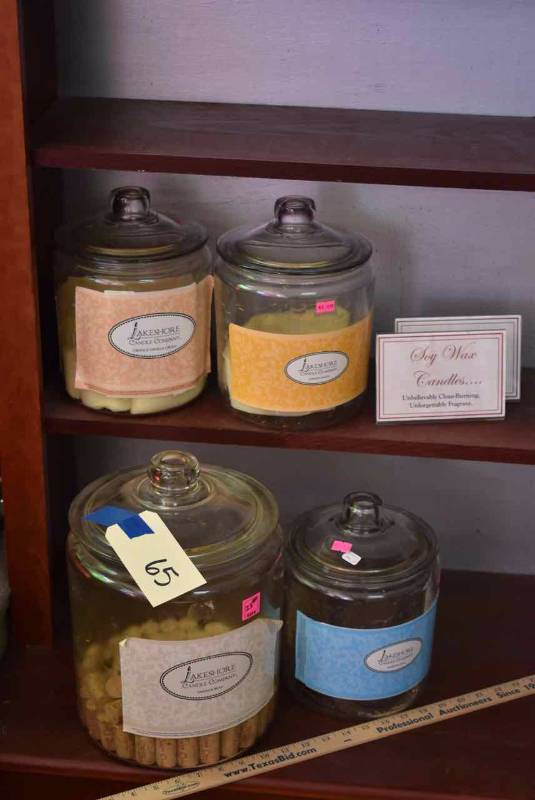 lot 65 image: (4) Counter Top Glass Display Jars