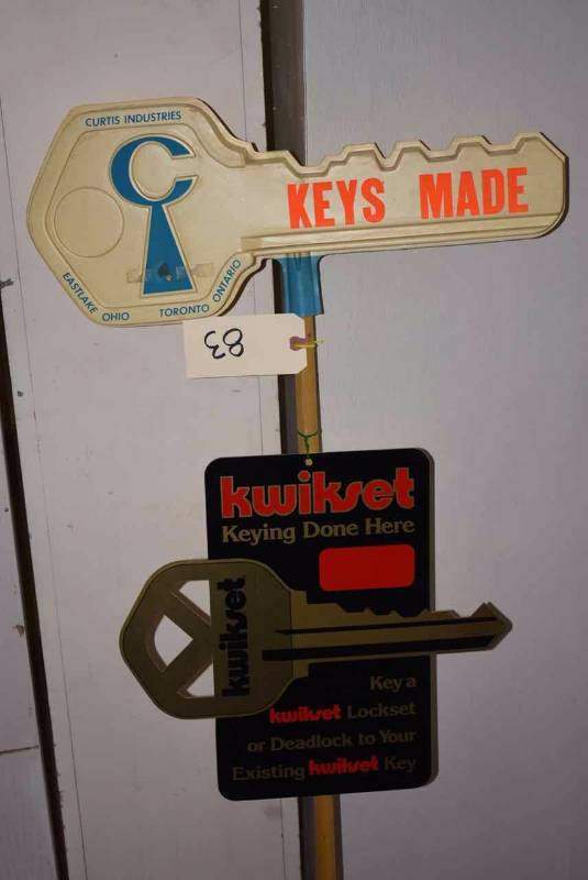 lot 83 image: (2) Signs Keys Made Curtis & Kwik Set