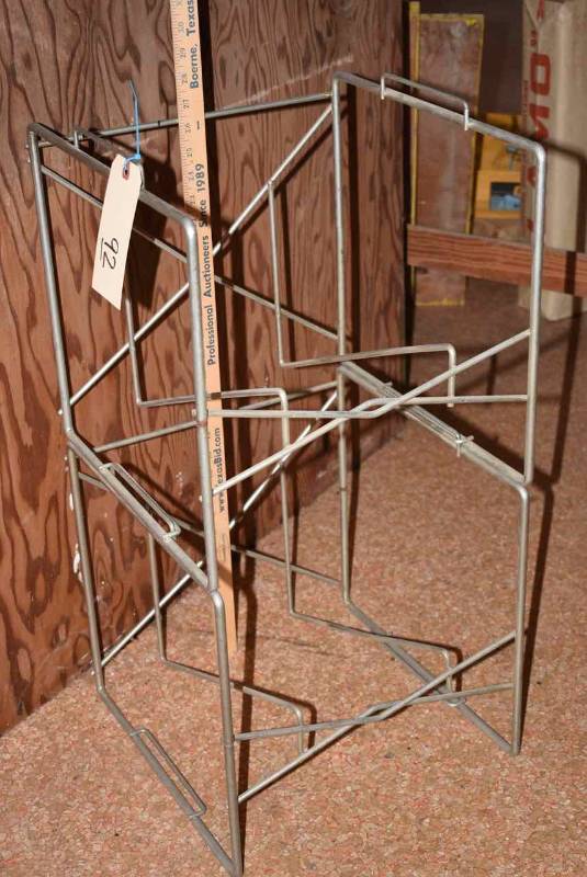 lot 92 image: (2) Metal Crates  (These stands were made to hold 5 gallon buckets of chains)