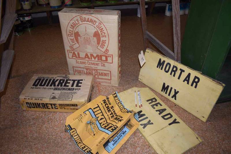 lot 97 image: (2) Old Wood Signs Ready Mix & Mortar Mix