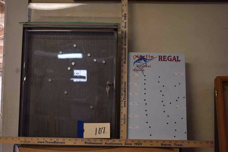lot 107 image: (2) Displays Case, Two Sided, Magnetic & a Magnetic Board