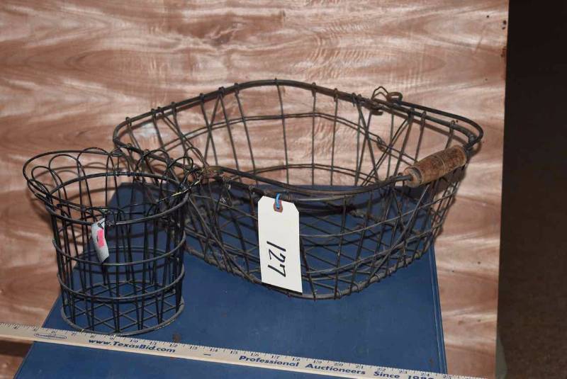 lot 127 image: (2) Modern Wire Baskets