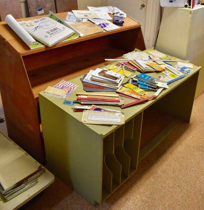 lot 148 image: (2)Slant Top Book Display StationsDesk