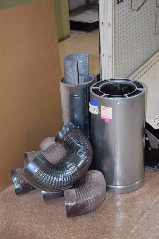 lot 184 image: Wood Stove Pipe SectionsElbows & an Air Jet