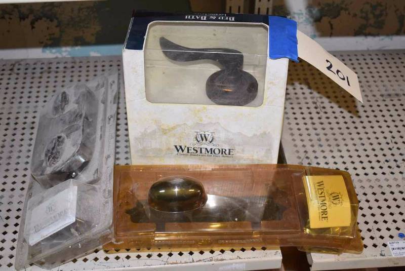 lot 201 image: (3) Rubbed Bronze, Door Handles