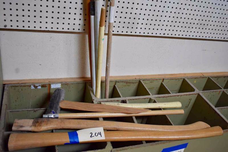 lot 204 image: Asst. Tool Handles AxPickBroomPaint Roller