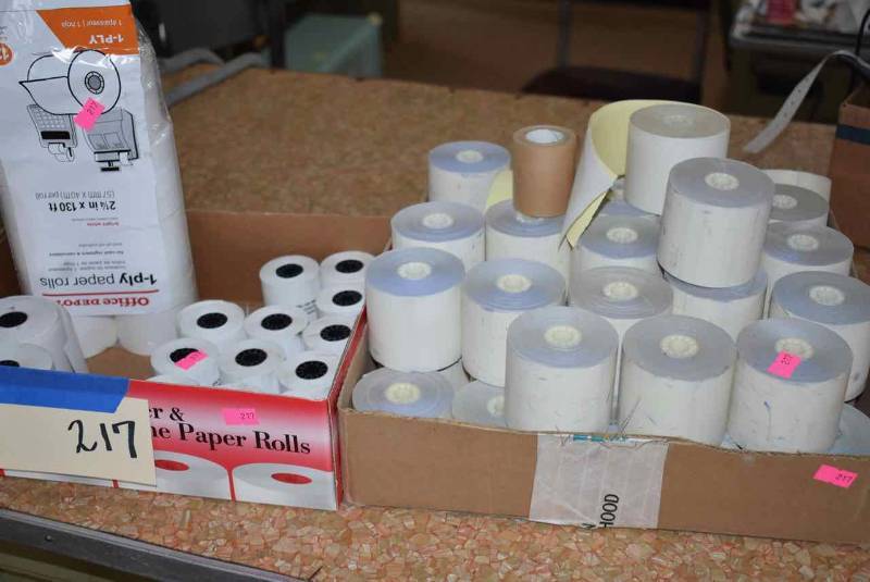 lot 217 image: Asst. Rolls of Register Paper, Thermal Charge Machine Paper, Etc.