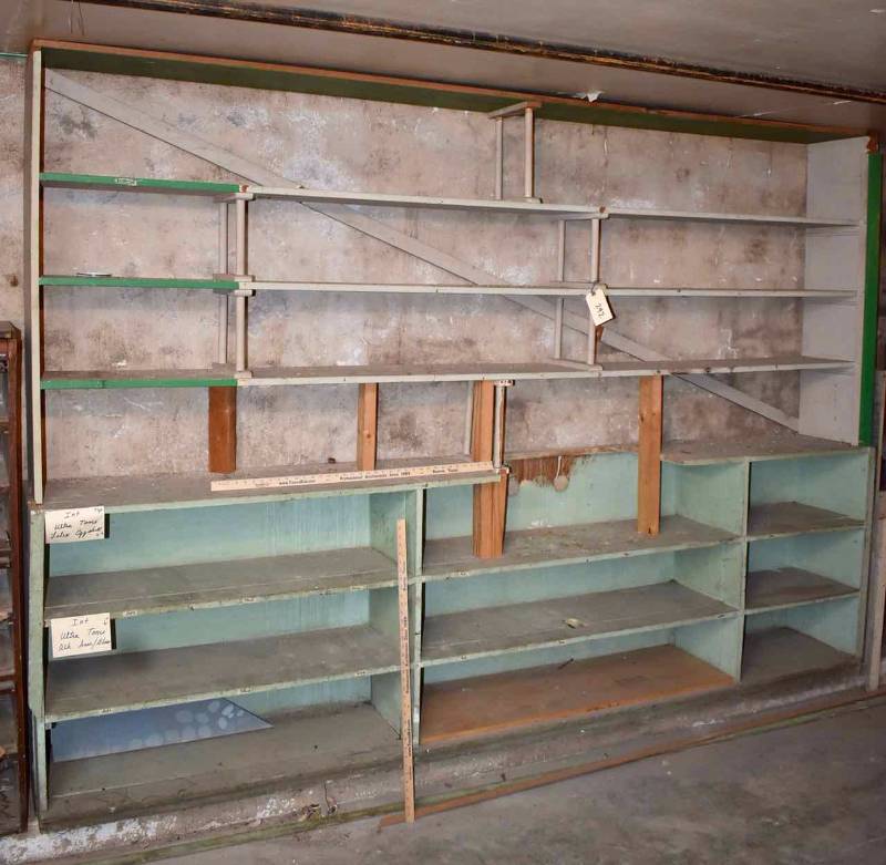 lot 242 image: (2) Green Wood Shelf
