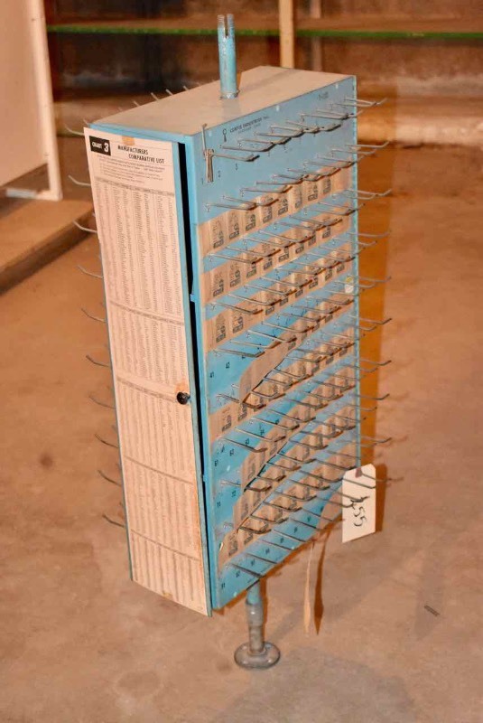 lot 255 image: Vintage Counter Top Hardware Displayer  Curtis Industries Key Cabinet (needs basemounting)
