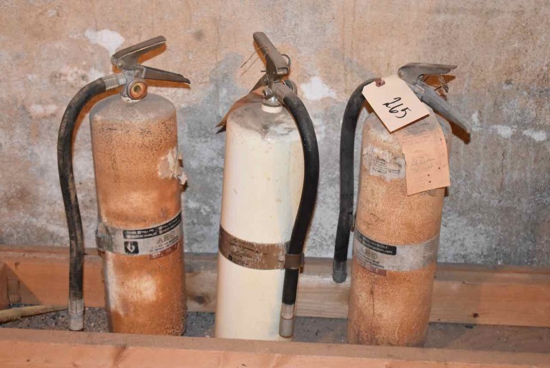 lot 265 image: (3) Old Used Fire Extinguishers