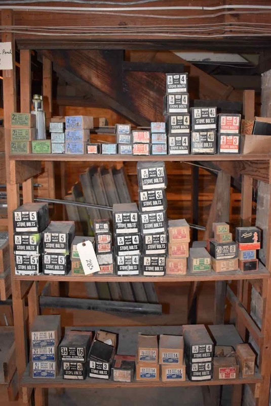 lot 285 image: (3) Shelves Of Wood Screws & Stove Bolts