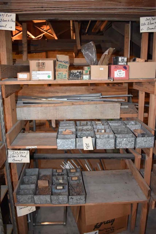 lot 286 image: (9) Old Galvanized Parts Trays, Machine Screws, Grommets, Hex Screws, Etc.