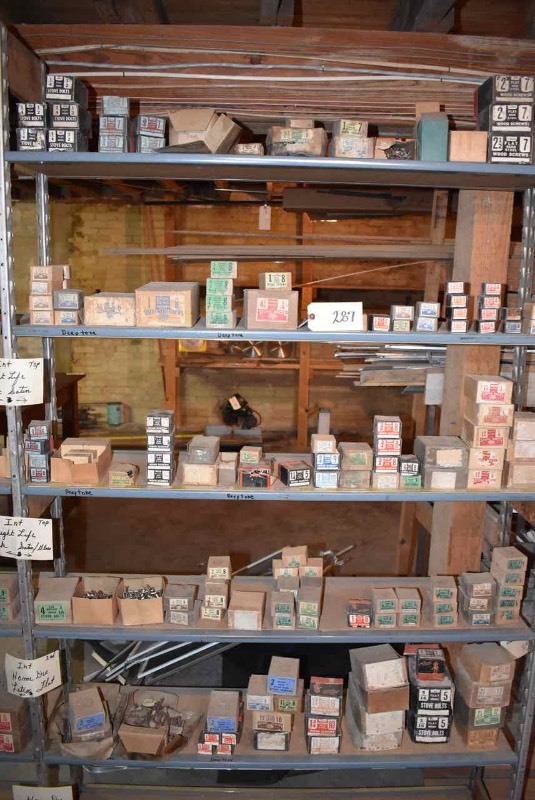 lot 287 image: (5) Shelves Of Stove Bolts, Sheet Metal Screws, Wood Screws, Etc.