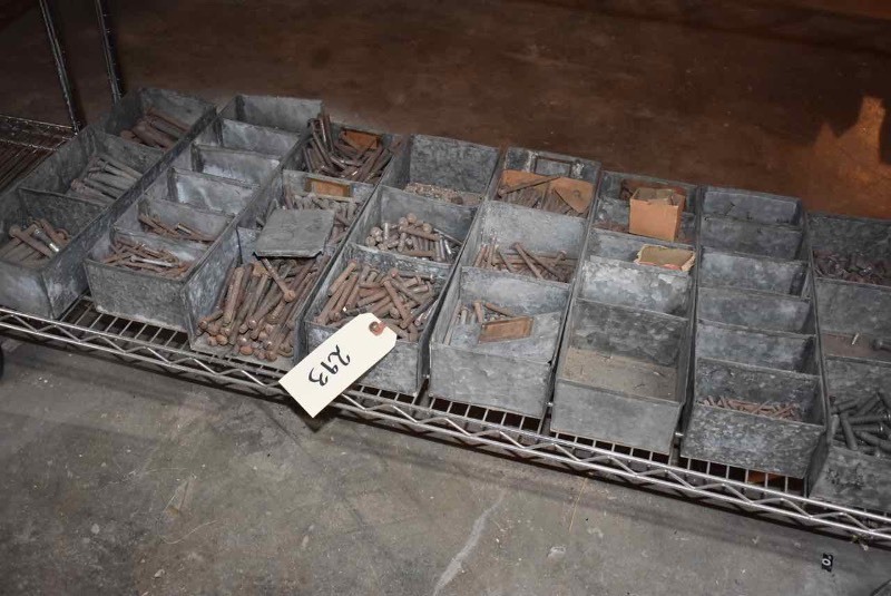 lot 293 image: (8) Old Galvanized Hardware Store Divided Bins