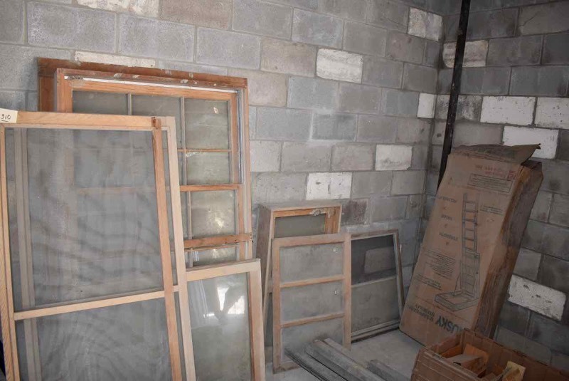 lot 310 image: Wood Window Encasings, New Wood Attic Ladder