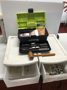 lot 280 image: Leatherworking Tools, Old Jewelry PartsPieces, Storage Drawers