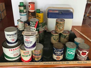 lot 246 image: Asst. Oil Cans & a Cooler