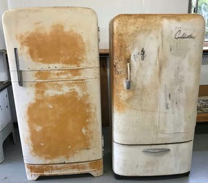 lot 56 image: (2) vintage appliances  (1) Wizard freezer, (1) Genuine Coolerator Refrigerator (1941)