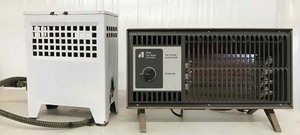 lot 60 image: Heaters  1 Vintage White Enamel Gas and 1 Electric