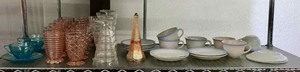 lot 82 image: Depression Glass Blue, Pink, Clear, Alice White