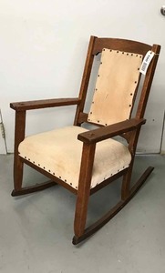 lot 100 image: Antique Oak Mission Style Rocker