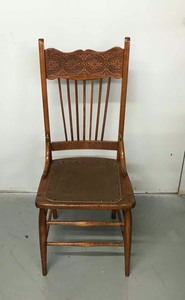 lot 101 image: Antique Oak Pressed Back Chair