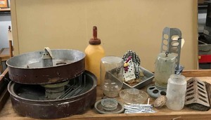 lot 104 image: Chicken Stuff  Incubator, Waterers, Feeder, Fabric Chicken, Etc.