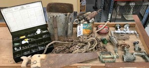 lot 109 image: Old Tools, Spigots, Insulators, Tins, Etc.
