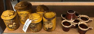 lot 113 image: Canister Set, Vintage Oven-Proof Mugs