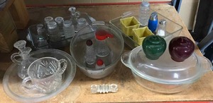 lot 116 image: Casserole Dishes, Pie Dish and Salt & Peppers